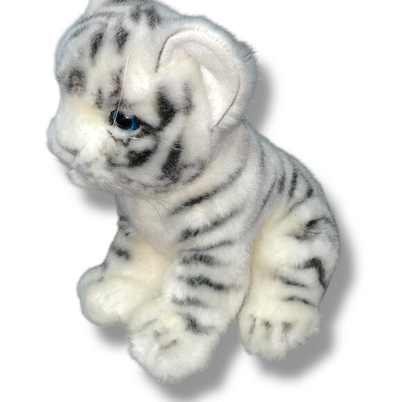 Hansa Creations Plush White Tiger Cub Baby 2015 Realistic Nursery Decor Cat 8" - Picture 12 of 13
